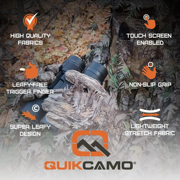 3D Leafy Camo Gloves in Mossy Oak and Realtree - Fingerless or Touchscreen Tips