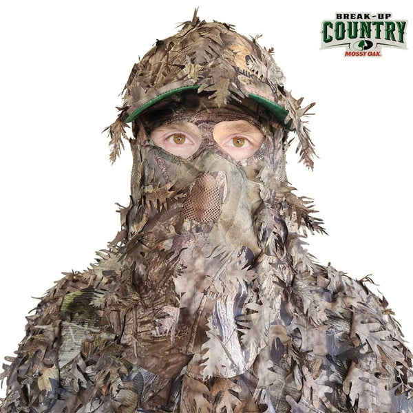 3D Leafy Camo Face Mask Ball Cap in Mossy Oak and Realtree (Adj, OSFM)