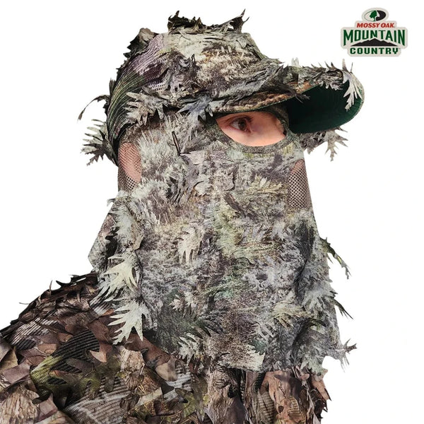 3D Leafy Camo Face Mask Ball Cap in Mossy Oak and Realtree (Adj, OSFM)