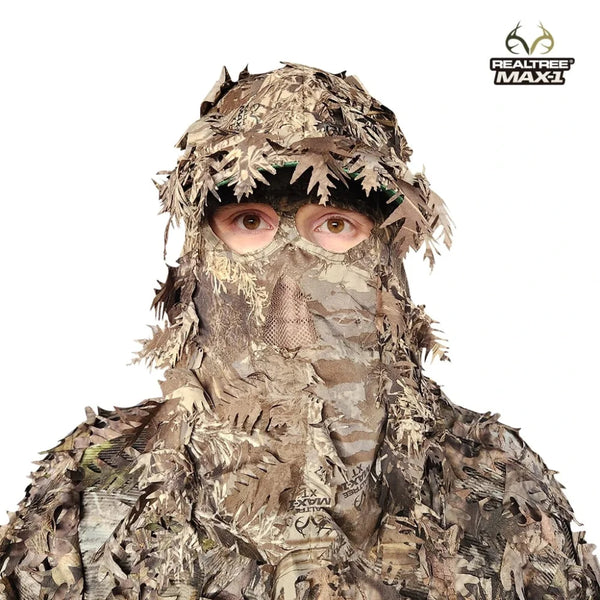 3D Leafy Camo Face Mask Ball Cap in Mossy Oak and Realtree (Adj, OSFM)