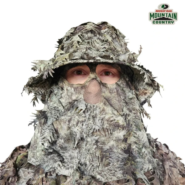 3D Leafy Camo Face Mask Bucket Hats in Mossy Oak and Realtree - Adjustable OSFM