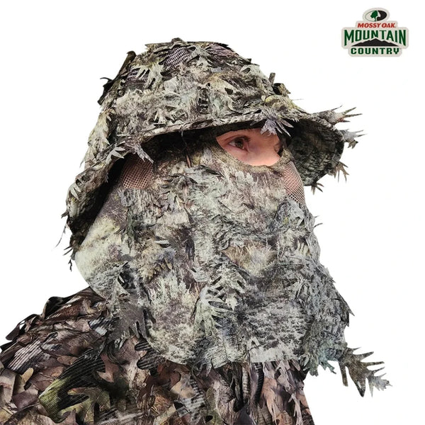 3D Leafy Camo Face Mask Bucket Hats in Mossy Oak and Realtree - Adjustable OSFM