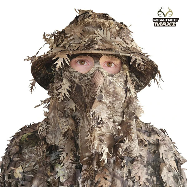 3D Leafy Camo Face Mask Bucket Hats in Mossy Oak and Realtree - Adjustable OSFM