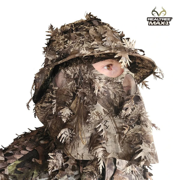 3D Leafy Camo Face Mask Bucket Hats in Mossy Oak and Realtree - Adjustable OSFM
