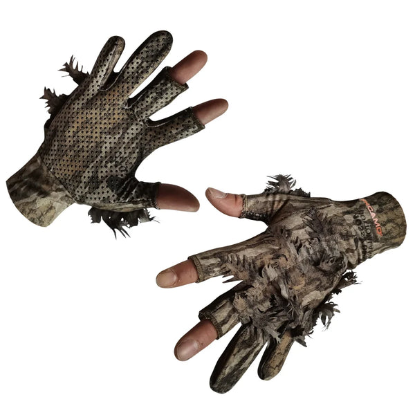 3D Leafy Camo Gloves in Mossy Oak and Realtree - Fingerless or Touchscreen Tips
