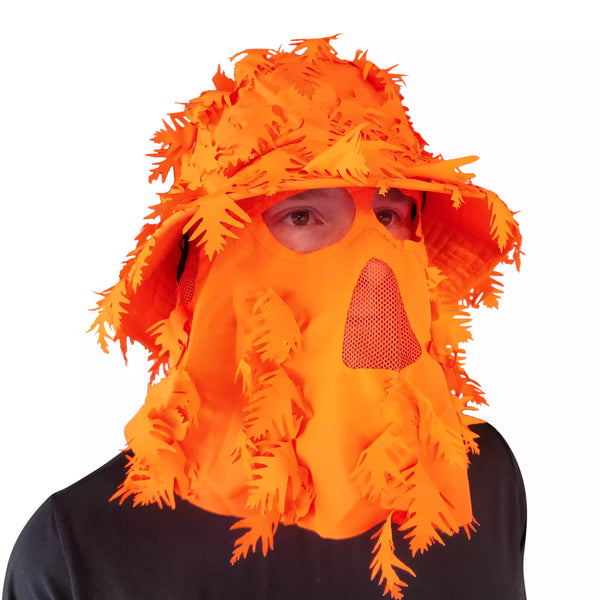 3D Leafy Camo Face Mask Bucket Hats in Mossy Oak and Realtree - Adjustable OSFM