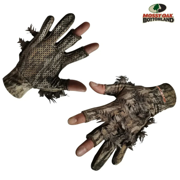 3D Leafy Camo Gloves in Mossy Oak and Realtree - Fingerless or Touchscreen Tips