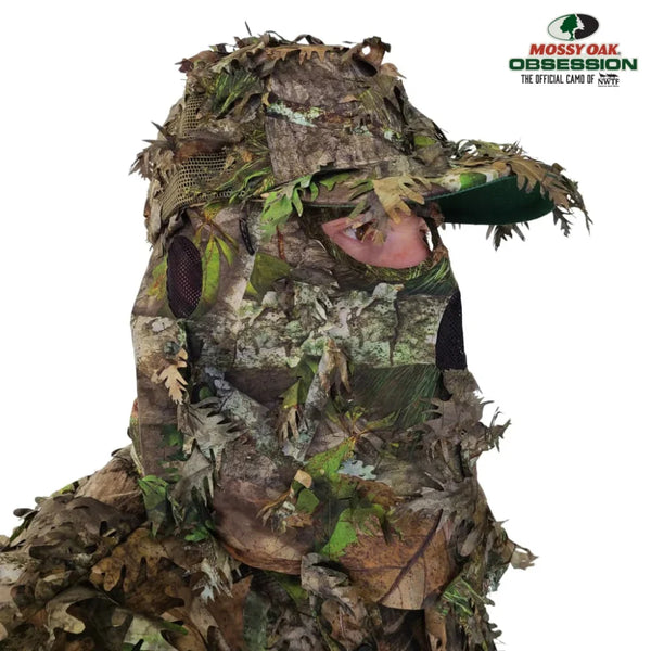 3D Leafy Camo Face Mask Ball Cap in Mossy Oak and Realtree (Adj, OSFM)