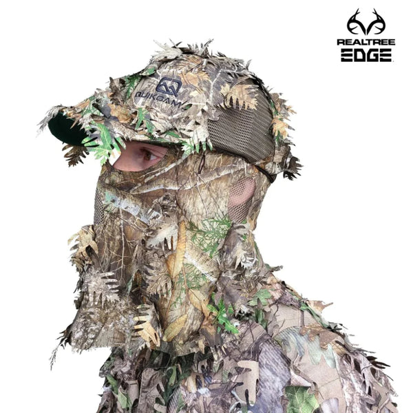 3D Leafy Camo Face Mask Ball Cap in Mossy Oak and Realtree (Adj, OSFM)