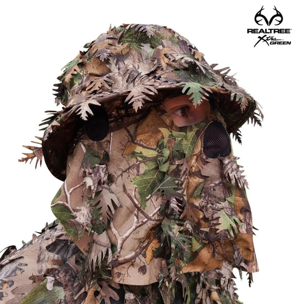 3D Leafy Camo Face Mask Bucket Hats in Mossy Oak and Realtree - Adjustable OSFM