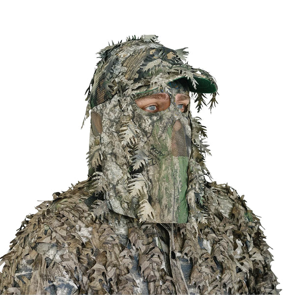 3D Leafy Camo Face Mask Ball Cap in Mossy Oak and Realtree (Adj, OSFM)