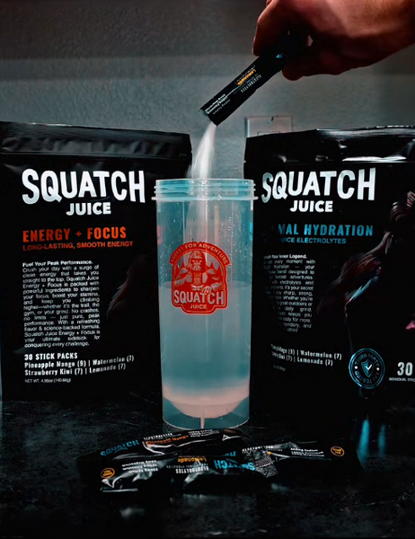 Squatch Juice Energy + Focus - 30 Sticks - Pineapple/Mango, Watermelon, Lemonade, Strawberry/Kiwi