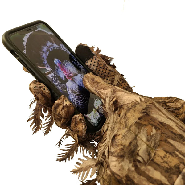 3D Leafy Camo Gloves in Mossy Oak and Realtree - Fingerless or Touchscreen Tips