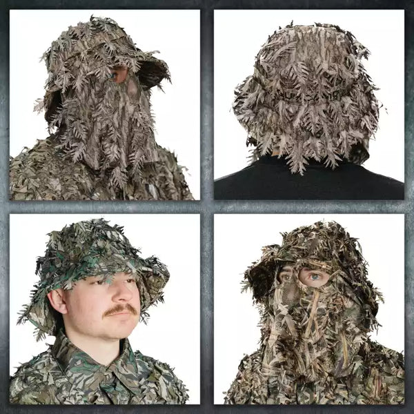 3D Leafy Camo Face Mask Bucket Hats in Mossy Oak and Realtree - Adjustable OSFM