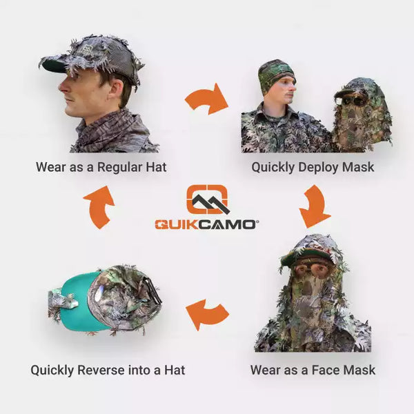 3D Leafy Camo Face Mask Ball Cap in Mossy Oak and Realtree (Adj, OSFM)