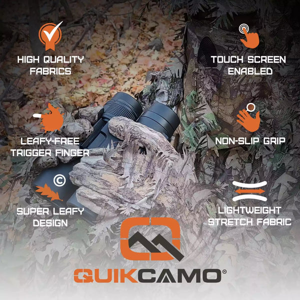 3D Leafy Camo Gloves in Mossy Oak and Realtree - Fingerless or Touchscreen Tips