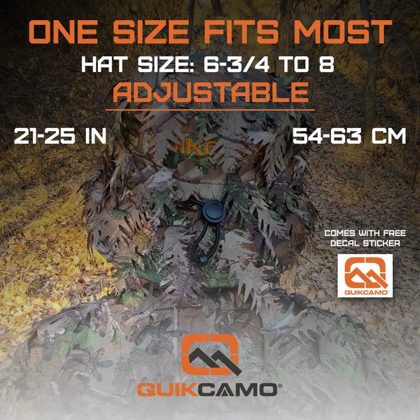3D Leafy Camo Face Mask Bucket Hats in Mossy Oak and Realtree - Adjustable OSFM