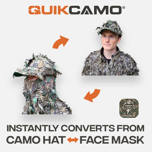 3D Leafy Camo Face Mask Ball Cap in Mossy Oak and Realtree (Adj, OSFM)