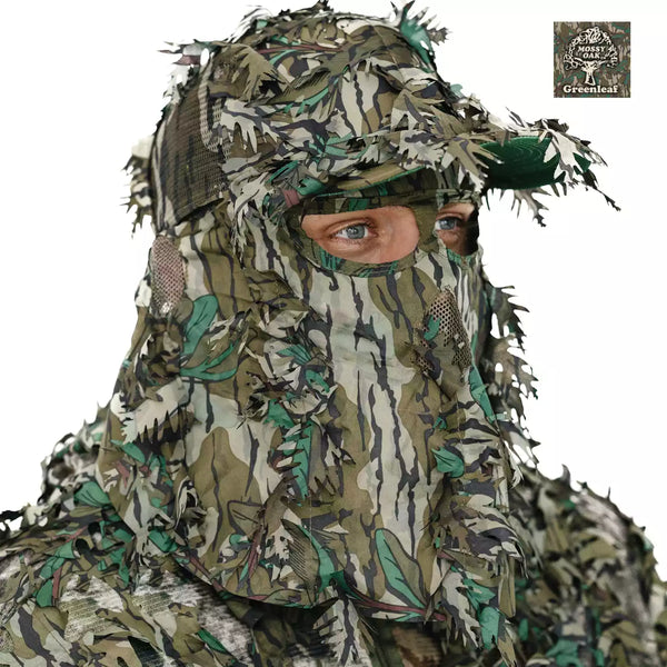 3D Leafy Camo Face Mask Ball Cap in Mossy Oak and Realtree (Adj, OSFM)