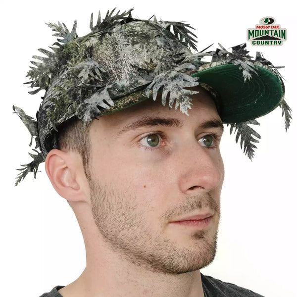 3D Leafy Camo Face Mask Ball Cap in Mossy Oak and Realtree (Adj, OSFM)