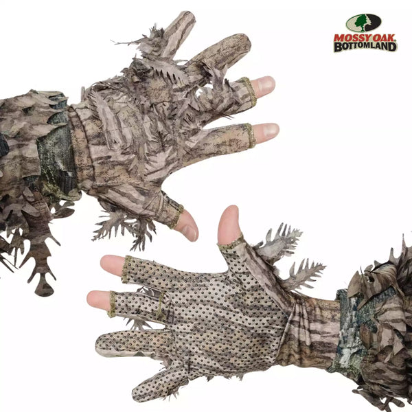 3D Leafy Camo Gloves in Mossy Oak and Realtree - Fingerless or Touchscreen Tips