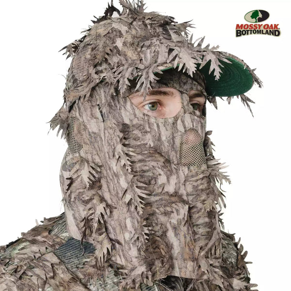 3D Leafy Camo Face Mask Ball Cap in Mossy Oak and Realtree (Adj, OSFM)