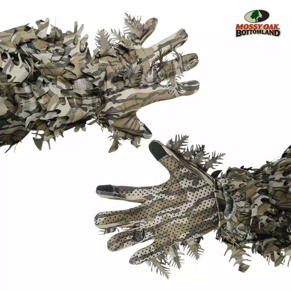 3D Leafy Camo Gloves in Mossy Oak and Realtree - Fingerless or Touchscreen Tips