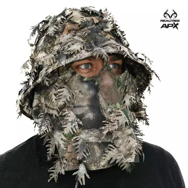 3D Leafy Camo Face Mask Bucket Hats in Mossy Oak and Realtree - Adjustable OSFM