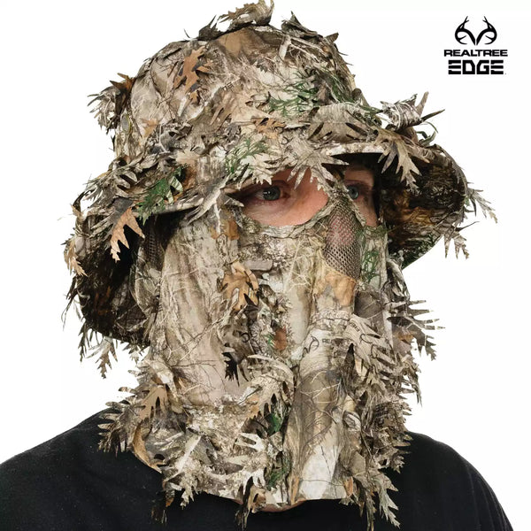 3D Leafy Camo Face Mask Bucket Hats in Mossy Oak and Realtree - Adjustable OSFM
