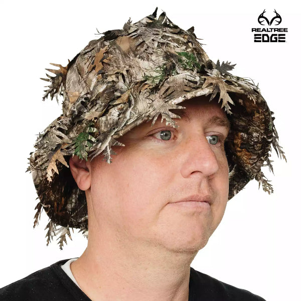 3D Leafy Camo Face Mask Bucket Hats in Mossy Oak and Realtree - Adjustable OSFM