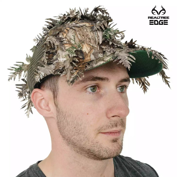 3D Leafy Camo Face Mask Ball Cap in Mossy Oak and Realtree (Adj, OSFM)