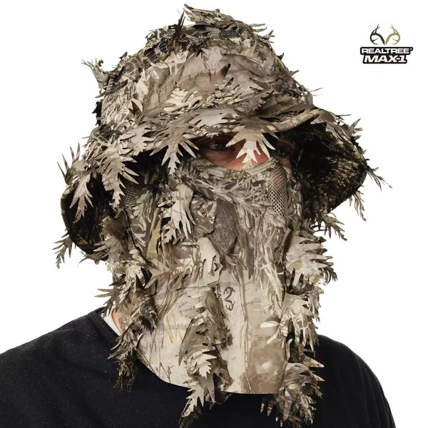 3D Leafy Camo Face Mask Bucket Hats in Mossy Oak and Realtree - Adjustable OSFM