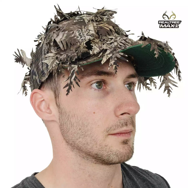3D Leafy Camo Face Mask Ball Cap in Mossy Oak and Realtree (Adj, OSFM)