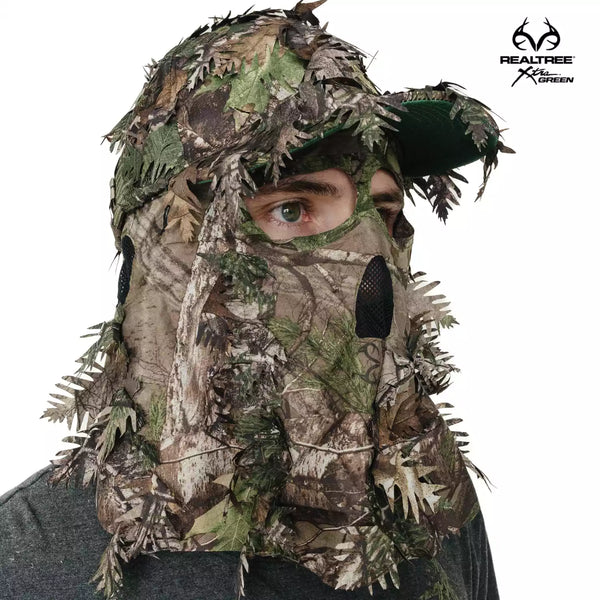 3D Leafy Camo Face Mask Ball Cap in Mossy Oak and Realtree (Adj, OSFM)