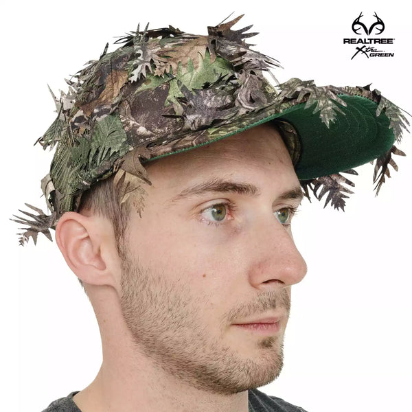 3D Leafy Camo Face Mask Ball Cap in Mossy Oak and Realtree (Adj, OSFM)