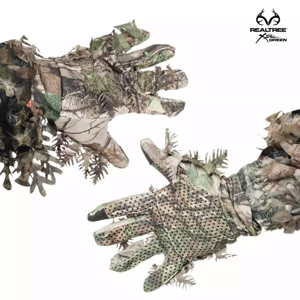 3D Leafy Camo Gloves in Mossy Oak and Realtree - Fingerless or Touchscreen Tips