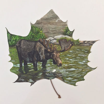 Kristy's Art Thirsty Moose 12" X 12"