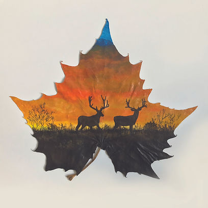 Kristy's Art Sunset Bucks 12" X 12"